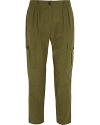 Burberry Pleated Cotton Blend Tapered Pants