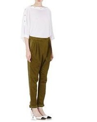 Givenchy Twill Asymmetric Fly Trousers Green