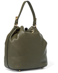 Moschino Textured Leather Bucket Bag Army Green