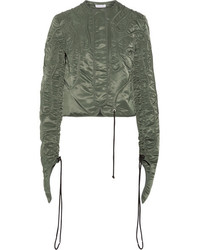 J.W.Anderson Cropped Textured Satin Twill Jacket Army Green
