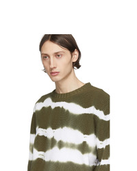 MSGM Green Tie Dye Stripes Sweater