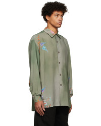 King & Tuckfield Green Pleated Floral Shirt