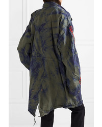 R13 Grateful Dead Oversized Embroidered Tie Dyed Cotton Twill Coat