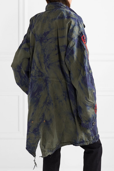 R13 Grateful Dead Oversized Embroidered Tie Dyed Cotton Twill Coat