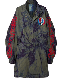 R13 Grateful Dead Oversized Embroidered Tie Dyed Cotton Twill Coat