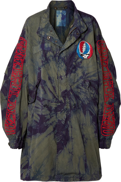 R13 Grateful Dead Oversized Embroidered Tie Dyed Cotton Twill Coat