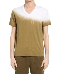 Olive Tie-Dye V-neck T-shirt