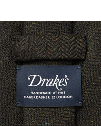 Drakes Drakes 8cm Herrinbgone Wool Tweed Tie
