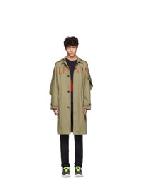 Valentino Beige And Red Vlogo Trench Coat