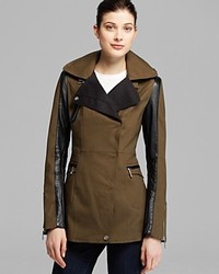 Dawn Levy Trench Chase Leather Trim Trench