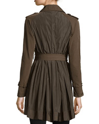 Moncler Delmas Pleated Trench Coat Olive
