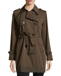 Moncler Delmas Pleated Trench Coat Olive