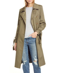 Helene Berman Double Breasted Tie Cuff Stretch Cotton Trench Coat