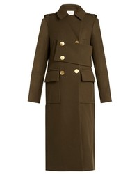 Tibi Double Breasted Wool Blend Trench Coat