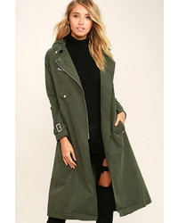 Obey Easy Rider Olive Green Trench Coat