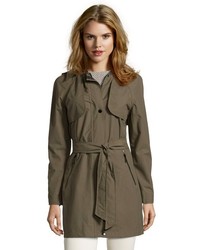 Laundry by Shelli Segal Olive And Canary Hooded Three Quarter Belted Trench Coat