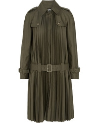 Junya Watanabe Pleated Twill Trench Coat Forest Green