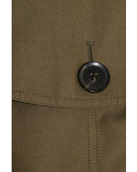 Burberry Queensborough Mid Length Cotton Gabardine Trench Coat Dark Green
