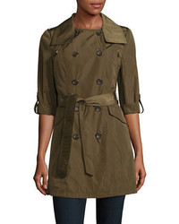 French Connection Solid Double Breasted Trench Coat