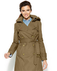 Tommy Hilfiger Hooded Double Breasted Belted Trench Coat