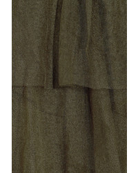 Brunello Cucinelli Tiered Tulle Midi Skirt Army Green