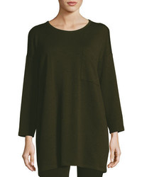 Eileen Fisher Long Sleeve Fleece Tunic With Drama Pocket