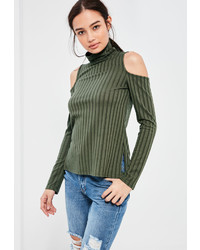 Missguided Khaki Ribbed Cold Shoulder Tunic