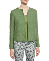 Armani Collezioni Long Sleeve Round Neck Tweed Jacket Green
