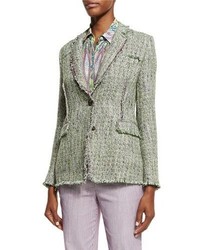 Etro Tweed Two Button Jacket Greenlilac