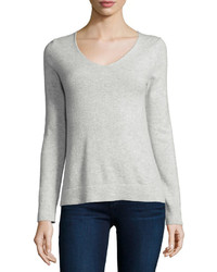 Neiman Marcus Cashmere Collection Modern Cashmere V Neck Sweater