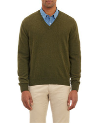 Barneys New York Cashmere V Neck Pullover Sweater