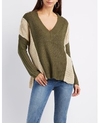 Charlotte Russe Colorblock V Neck Sweater