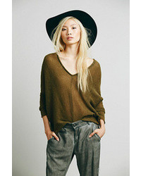 Free People Rouched Sleeve V Neck