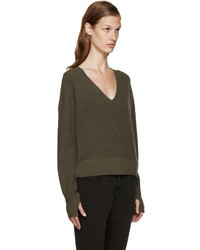 Helmut Lang Green Cotton Cashmere Sweater