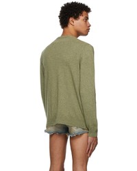 Maison Margiela Green Double Layer V Neck Sweater