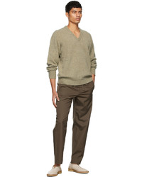 Lemaire Green Seamless V Neck Sweater