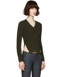 Dsquared2 Green V Neck Pocket Sweater