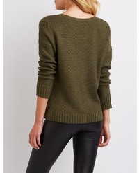 Charlotte Russe Lace Up Pullover Sweater