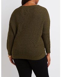 Charlotte Russe Plus Size V Neck Pointelle Sweater