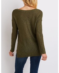 Charlotte Russe Slub Knit V Neck Sweater