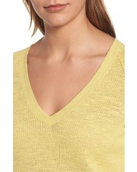 Eileen Fisher V Neck Organic Linen Cotton Sweater