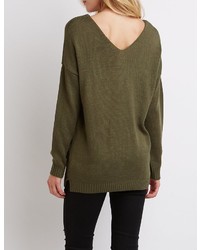 Charlotte Russe V Neck Tunic Sweater