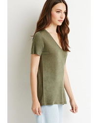 Forever 21 Contemporary Heathered V Neck Tee