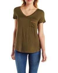 Charlotte Russe Embroidered Best Day Ever Pocket Tee