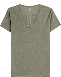 Majestic Linen Silk T Shirt With Buttons