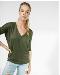 Express One Eleven Textured V Neck London Tee