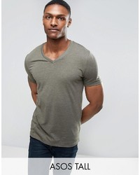 Asos Tall T Shirt With V Neck In Green