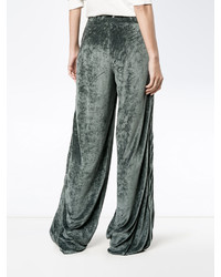 Lot 78 Lot78 Grey Velvet Wide Leg Track Pants