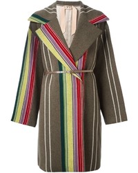 Olive Vertical Striped Coat