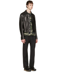 Valentino Green Camouflage And Stripes Shirt